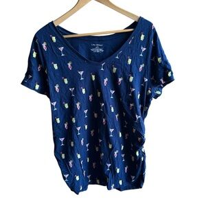 Navy Cocktail Print Women's Top